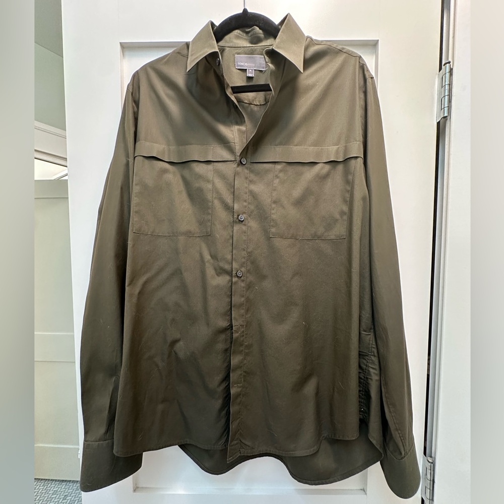 Vince Green Lightweight Shirt Jacket with Stand-Up Collar